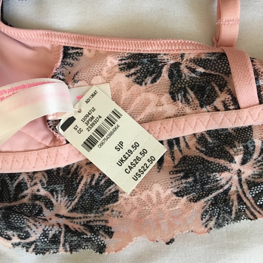 VS 🆕 Criss Cross Pink Tropical Lace Bralette - Picture 4 of 5